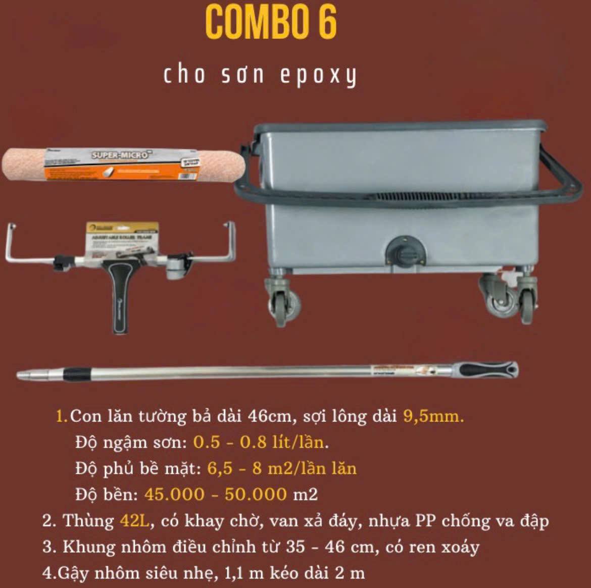 Bộ Dụng Cụ Lăn Sơn Epoxy Chuyên Dụng Tiện Lợi