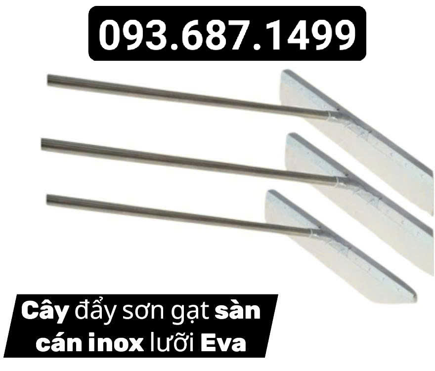 Cây đẩy sơn gạt sàn cán inox lưỡi Eva